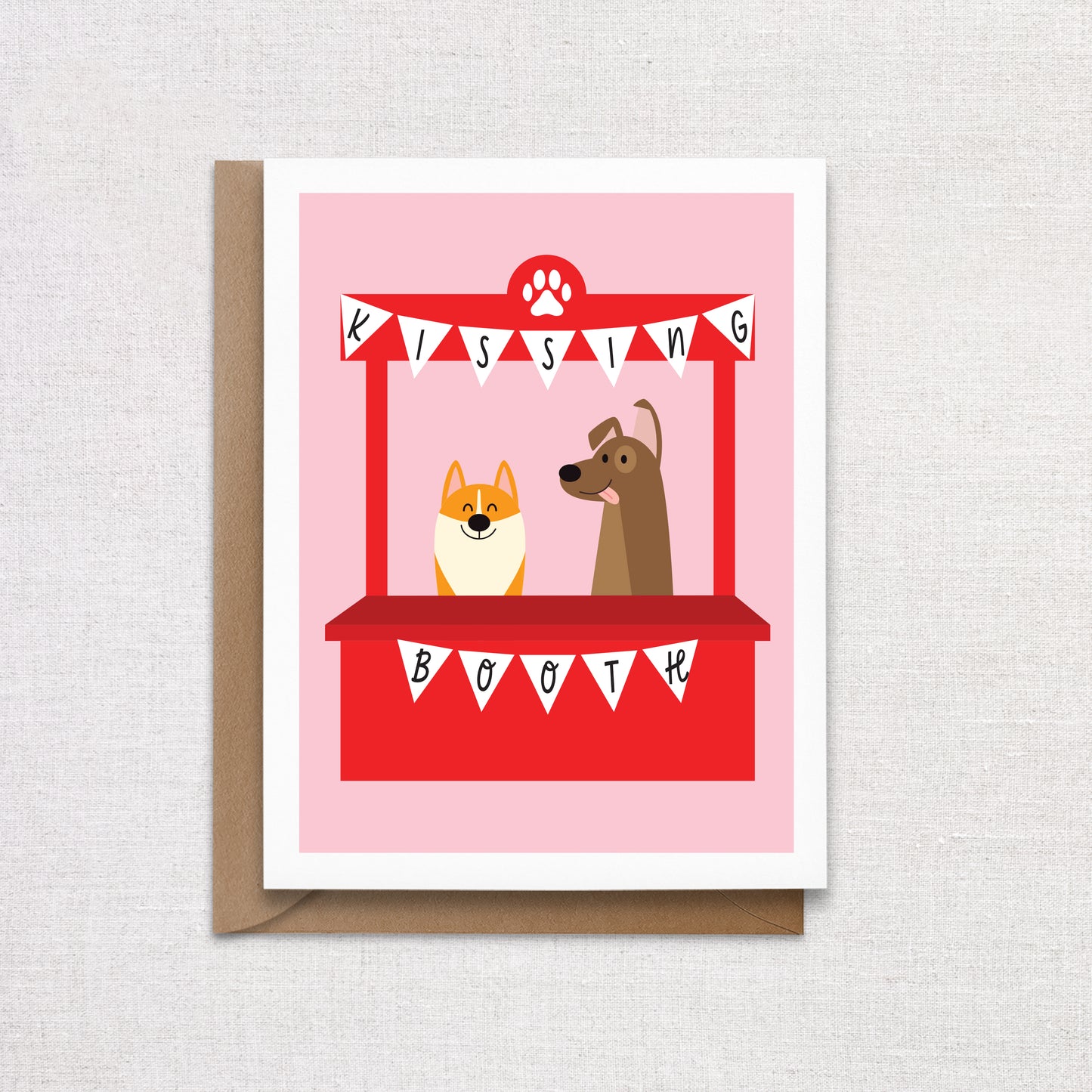 Kissing Booth Dog Valentine's Day Card. Dog Lover Valentine's Day Gift.