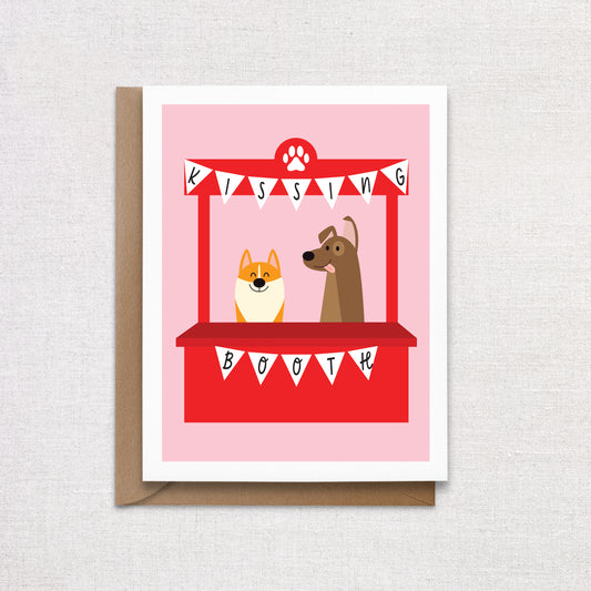 Kissing Booth Dog Valentine's Day Card. Dog Lover Valentine's Day Gift.